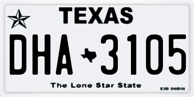 TX license plate DHA3105
