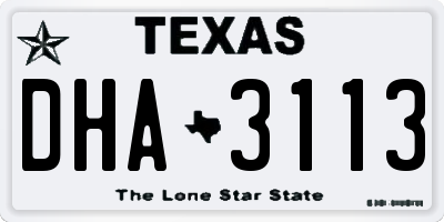 TX license plate DHA3113