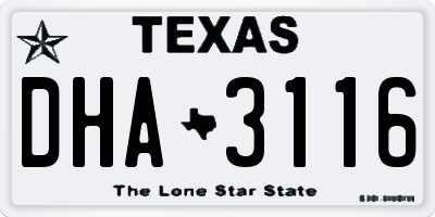 TX license plate DHA3116