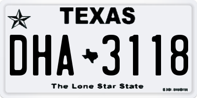 TX license plate DHA3118