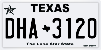 TX license plate DHA3120