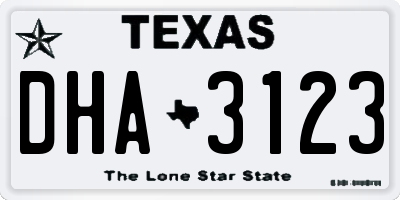 TX license plate DHA3123