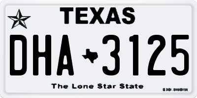 TX license plate DHA3125