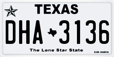 TX license plate DHA3136