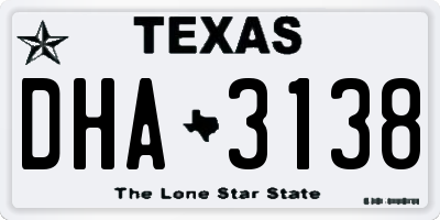 TX license plate DHA3138