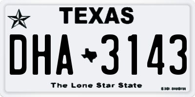 TX license plate DHA3143