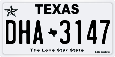 TX license plate DHA3147