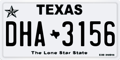 TX license plate DHA3156