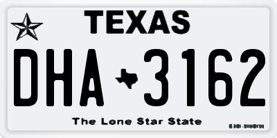 TX license plate DHA3162