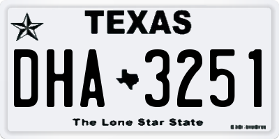 TX license plate DHA3251