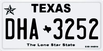 TX license plate DHA3252