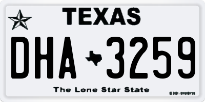 TX license plate DHA3259