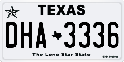 TX license plate DHA3336