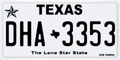 TX license plate DHA3353