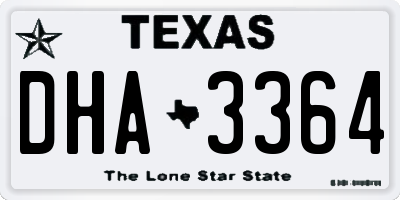 TX license plate DHA3364