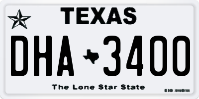 TX license plate DHA3400