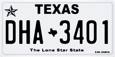TX license plate DHA3401