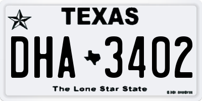 TX license plate DHA3402