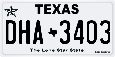 TX license plate DHA3403