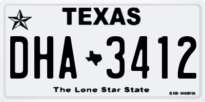 TX license plate DHA3412