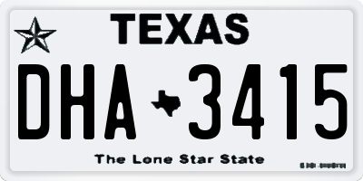 TX license plate DHA3415