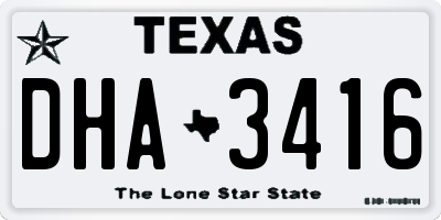 TX license plate DHA3416