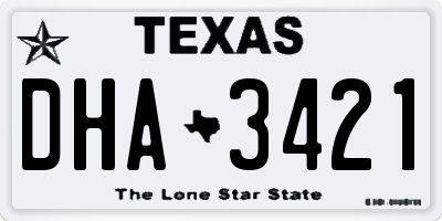 TX license plate DHA3421