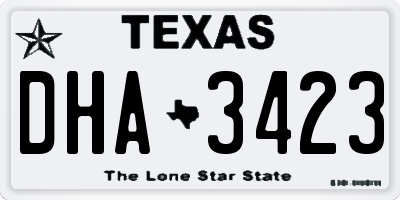 TX license plate DHA3423