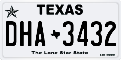 TX license plate DHA3432