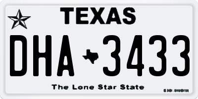 TX license plate DHA3433