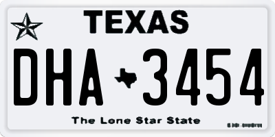 TX license plate DHA3454