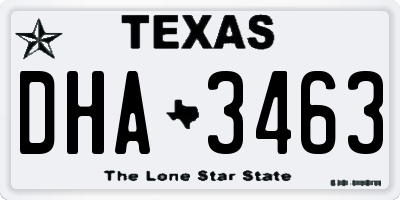 TX license plate DHA3463