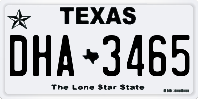 TX license plate DHA3465
