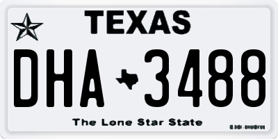 TX license plate DHA3488