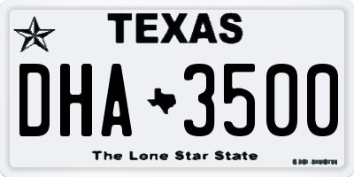 TX license plate DHA3500