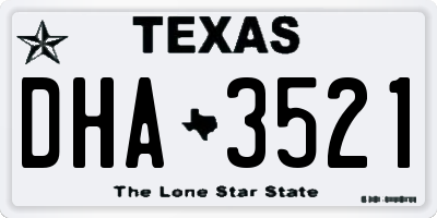 TX license plate DHA3521