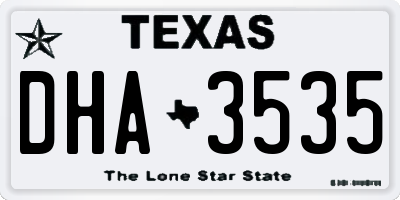 TX license plate DHA3535