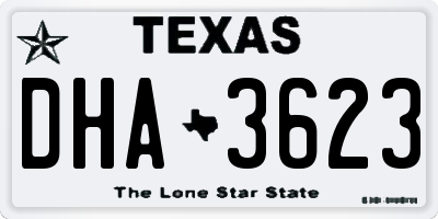 TX license plate DHA3623
