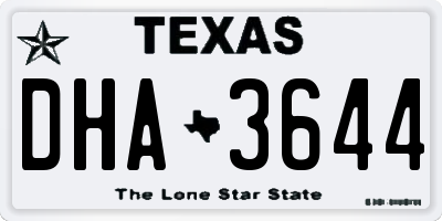TX license plate DHA3644