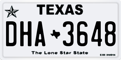 TX license plate DHA3648