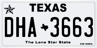 TX license plate DHA3663