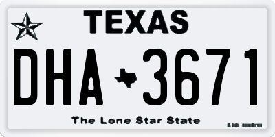 TX license plate DHA3671