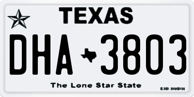 TX license plate DHA3803