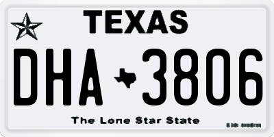 TX license plate DHA3806