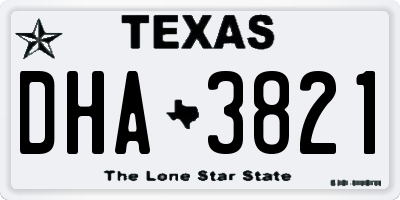 TX license plate DHA3821