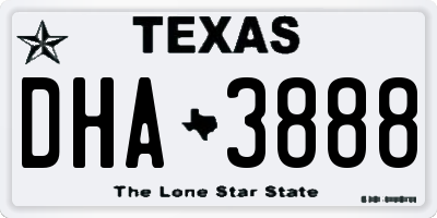 TX license plate DHA3888