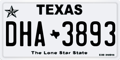 TX license plate DHA3893