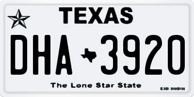 TX license plate DHA3920