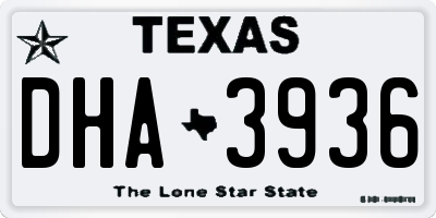 TX license plate DHA3936