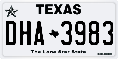 TX license plate DHA3983